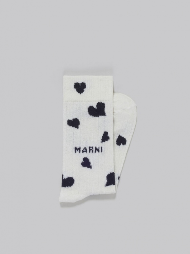 Marni Wol With Heart Motif Wit | BEIIZ41011