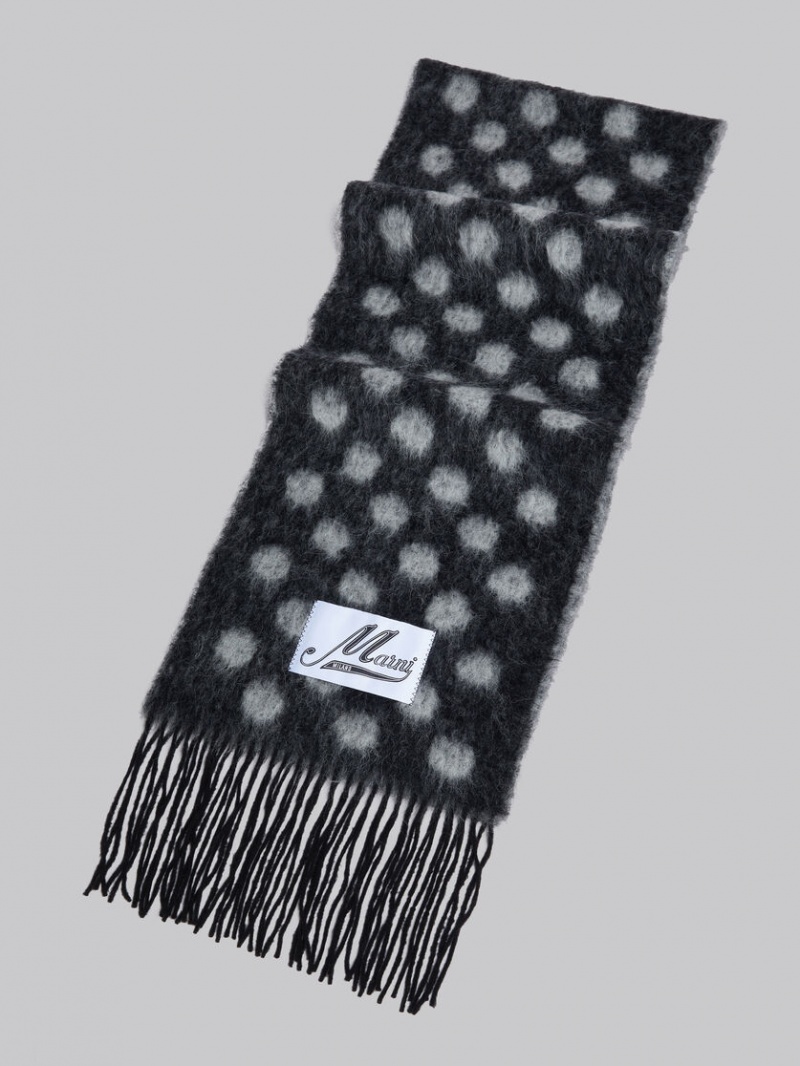 Marni Wol-mohair Scarf With Polka Dots Zwart | BEQAV24991