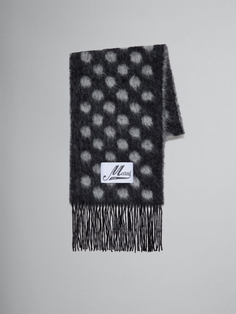 Marni Wol-mohair Scarf With Polka Dots Zwart | BEQAV24991