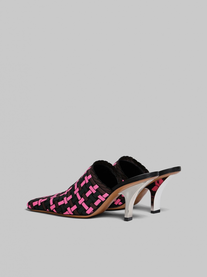 Marni Woven-effect Mule Fuchsie Bruin Donkergroen | PBEQX34261