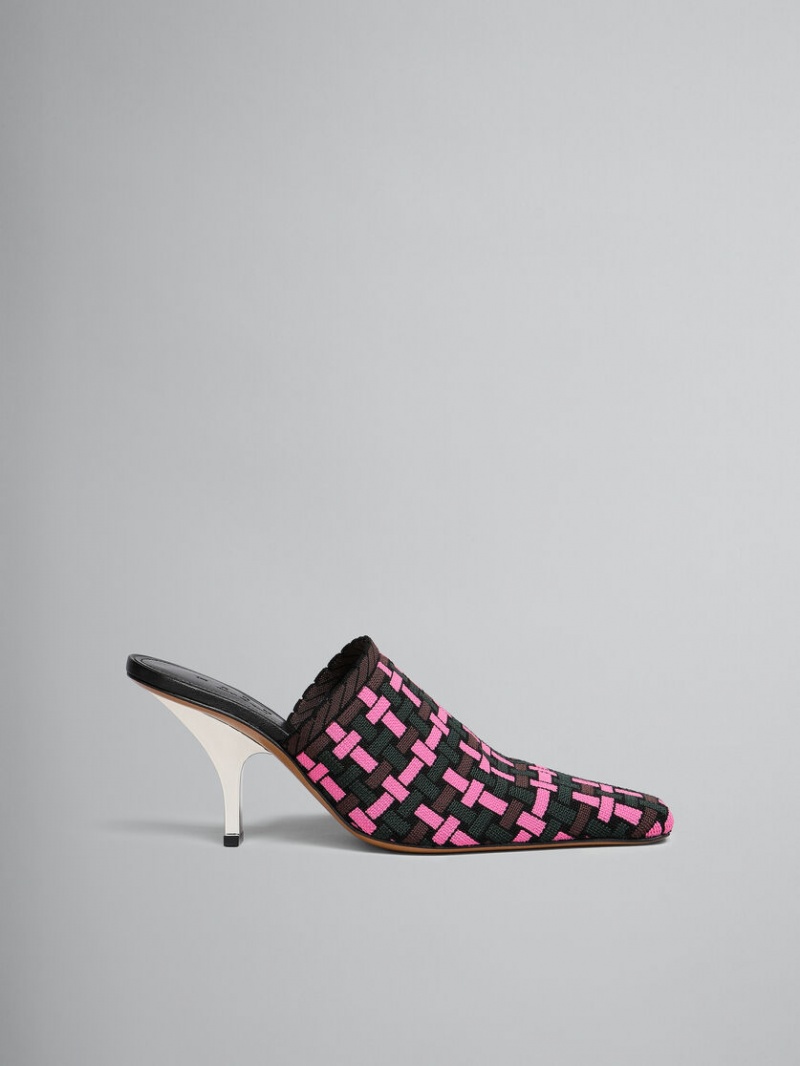 Marni Woven-effect Mule Fuchsie Bruin Donkergroen | PBEQX34261